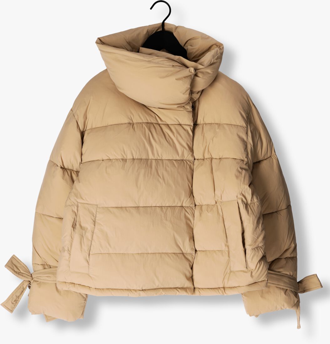 beige co'couture gewatteerde jas megan cropped puffer jacket