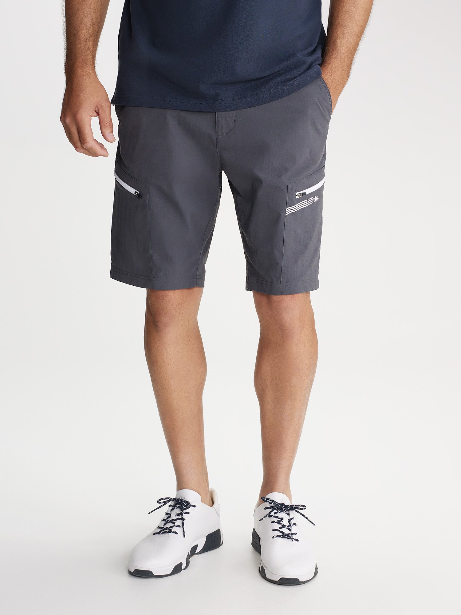 Short Homme Ceinture Elastiquée Avec Poches Graphite