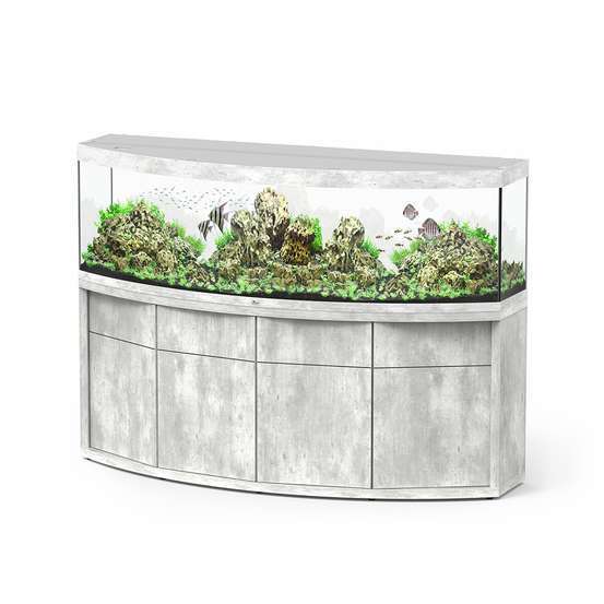 Aquarium et Meuble 4 portes Sublime Horizon Béton L.200,5x P.66,6cm