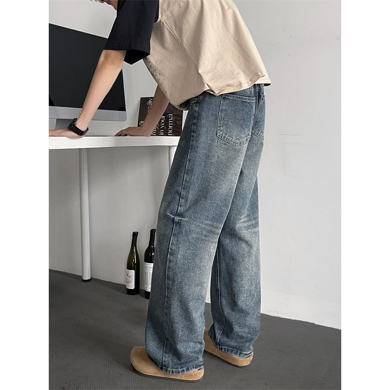 Plummie - Mid Rise Washed Wide Leg Jeans