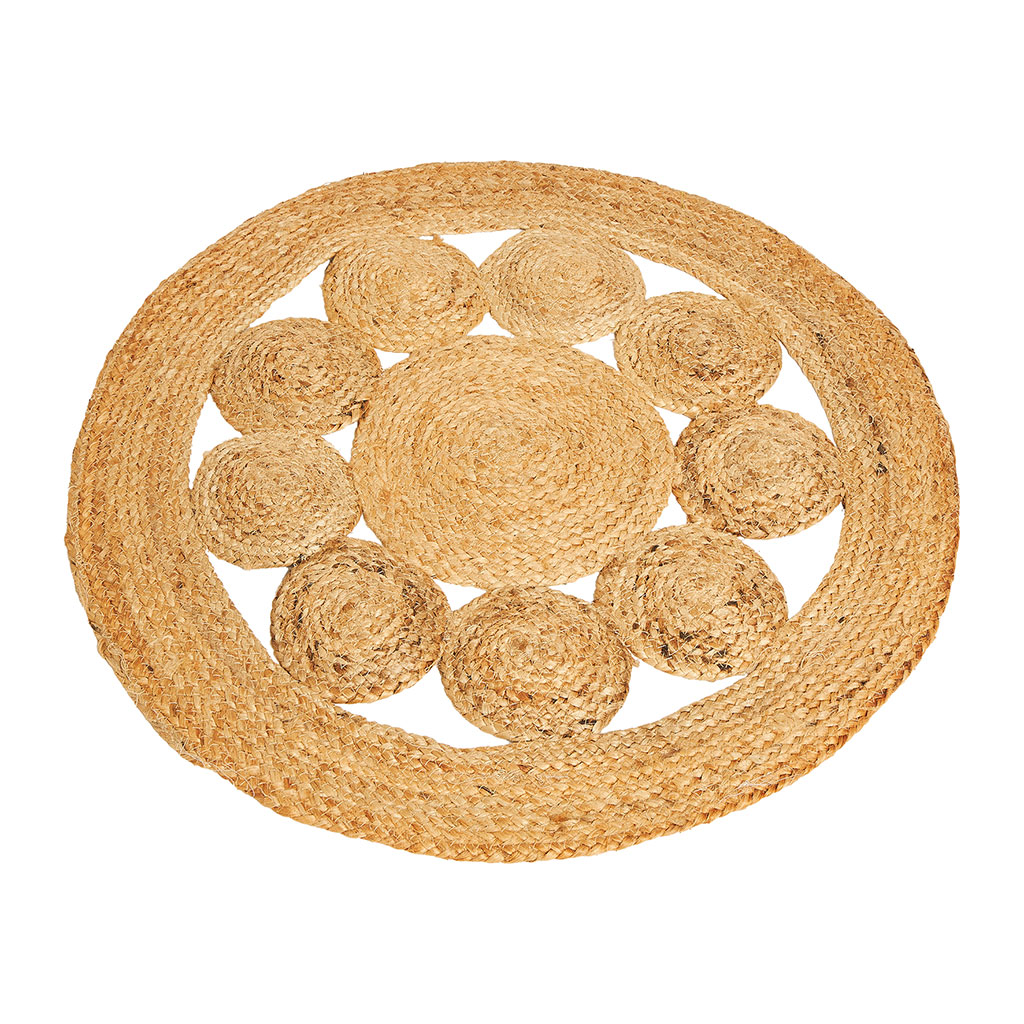 Tapis rond jute rosace D 80cm