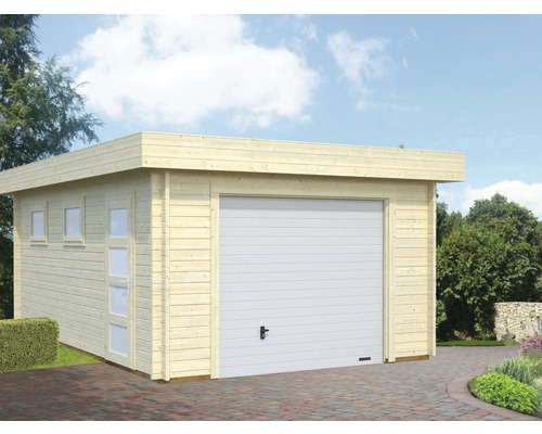 Palmako Rasmus enkele garage, 19,0 m², met sectionaaldeur 360 x 550 cm, natuurlijke afwerking
