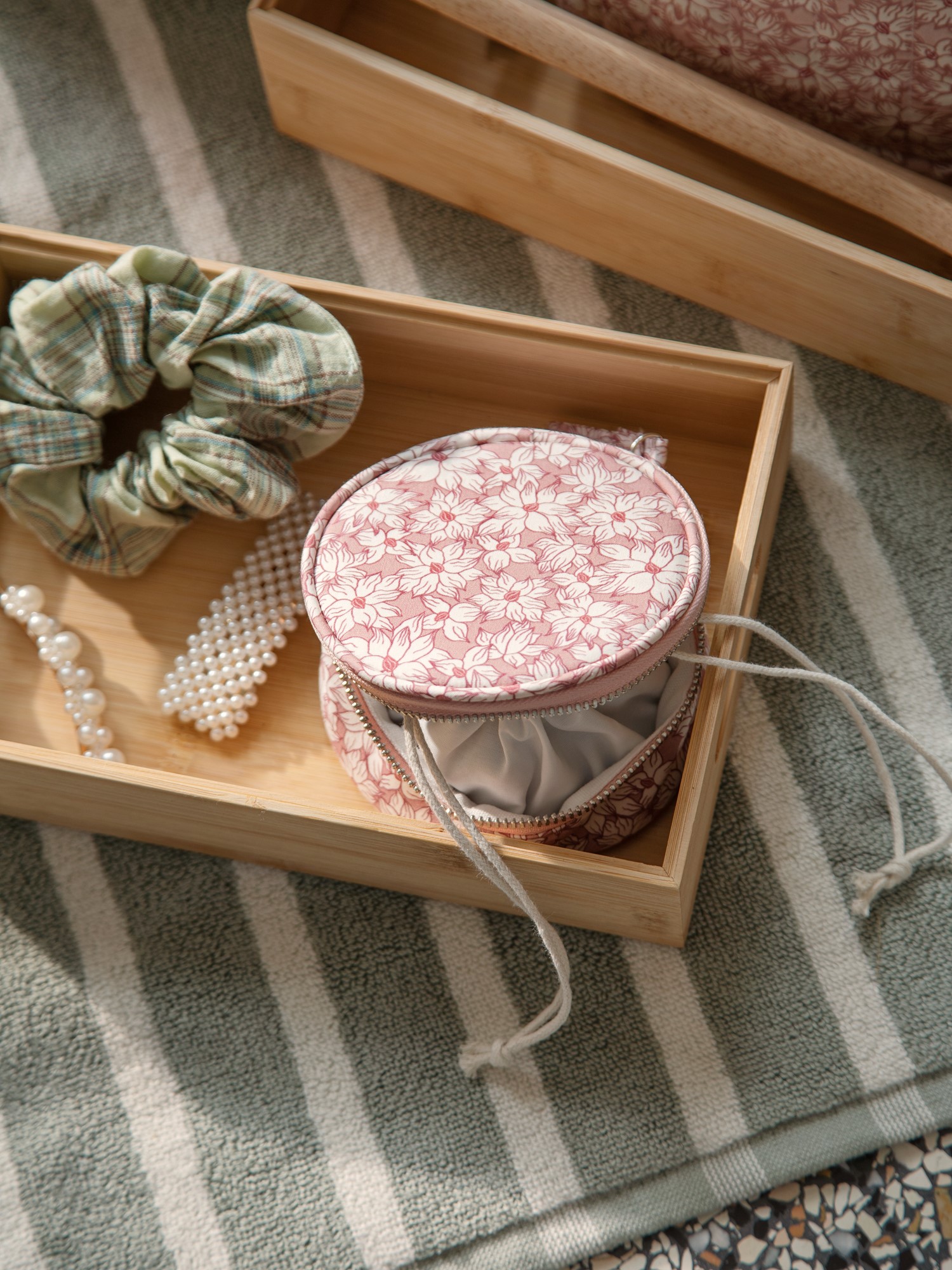 Smykkeskrin til rejsebrug | Ø10 x 5 cm. | Dusty Rose