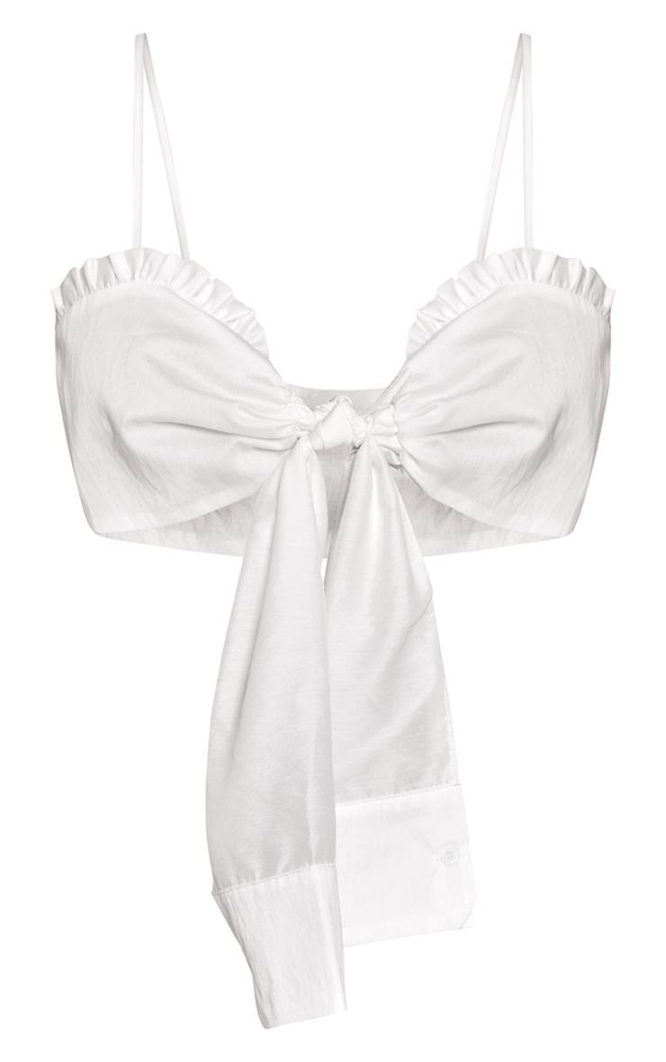 Blanc Haut À Bretelles Avec Détail Chemise