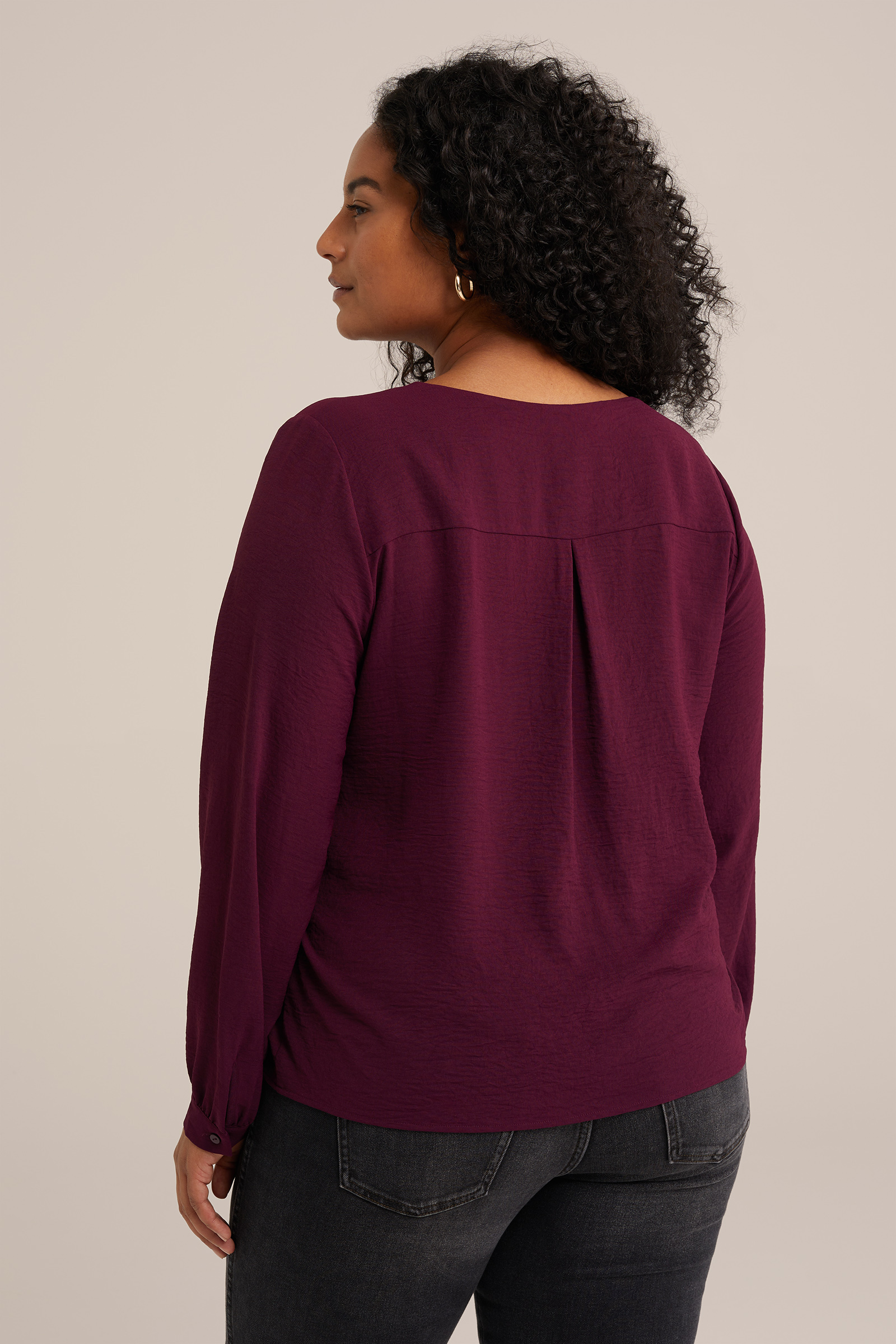 blouse met kant - Curve WE Fashion Paars