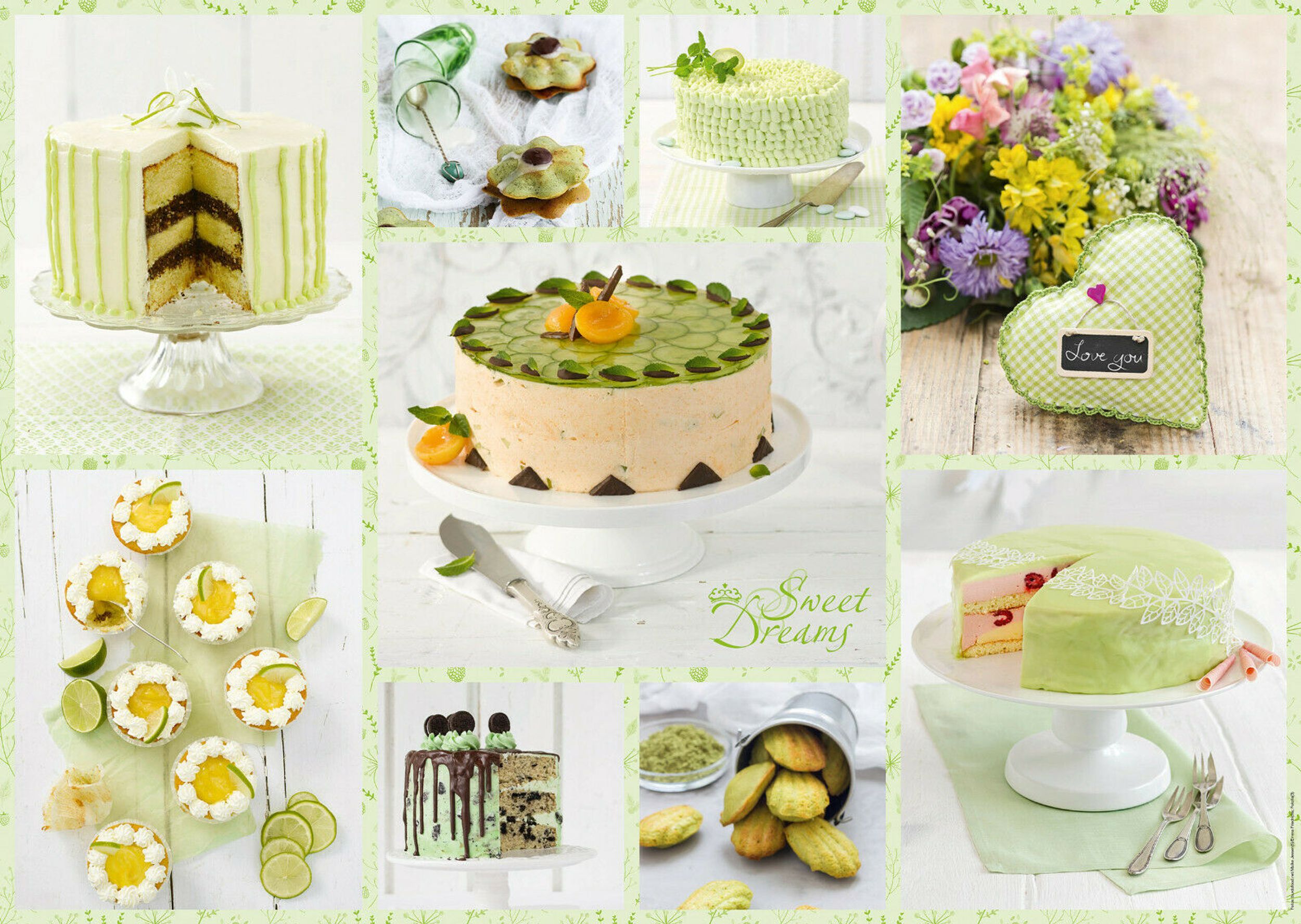 Frühlingsgrünes Kuchenbuffet