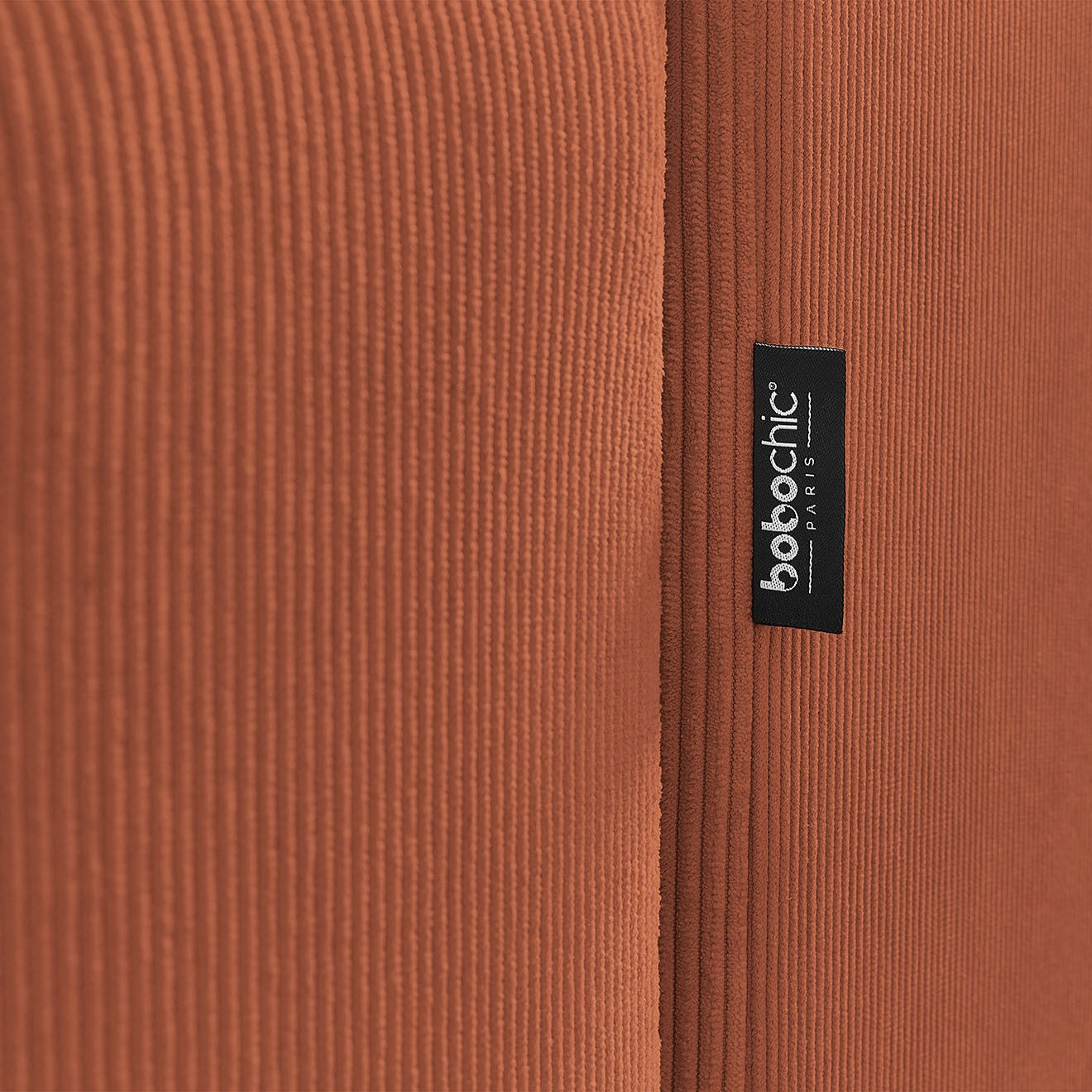 Bobochic Canapé panoramique convertible coffre velours côtelé envy orange - 386x153x95 cm