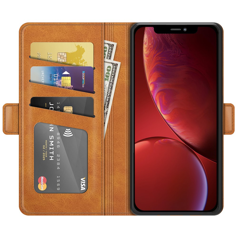 iPhone 13 Vintage Leder Tasche Flip Cover Fashion Design - Hellbraun