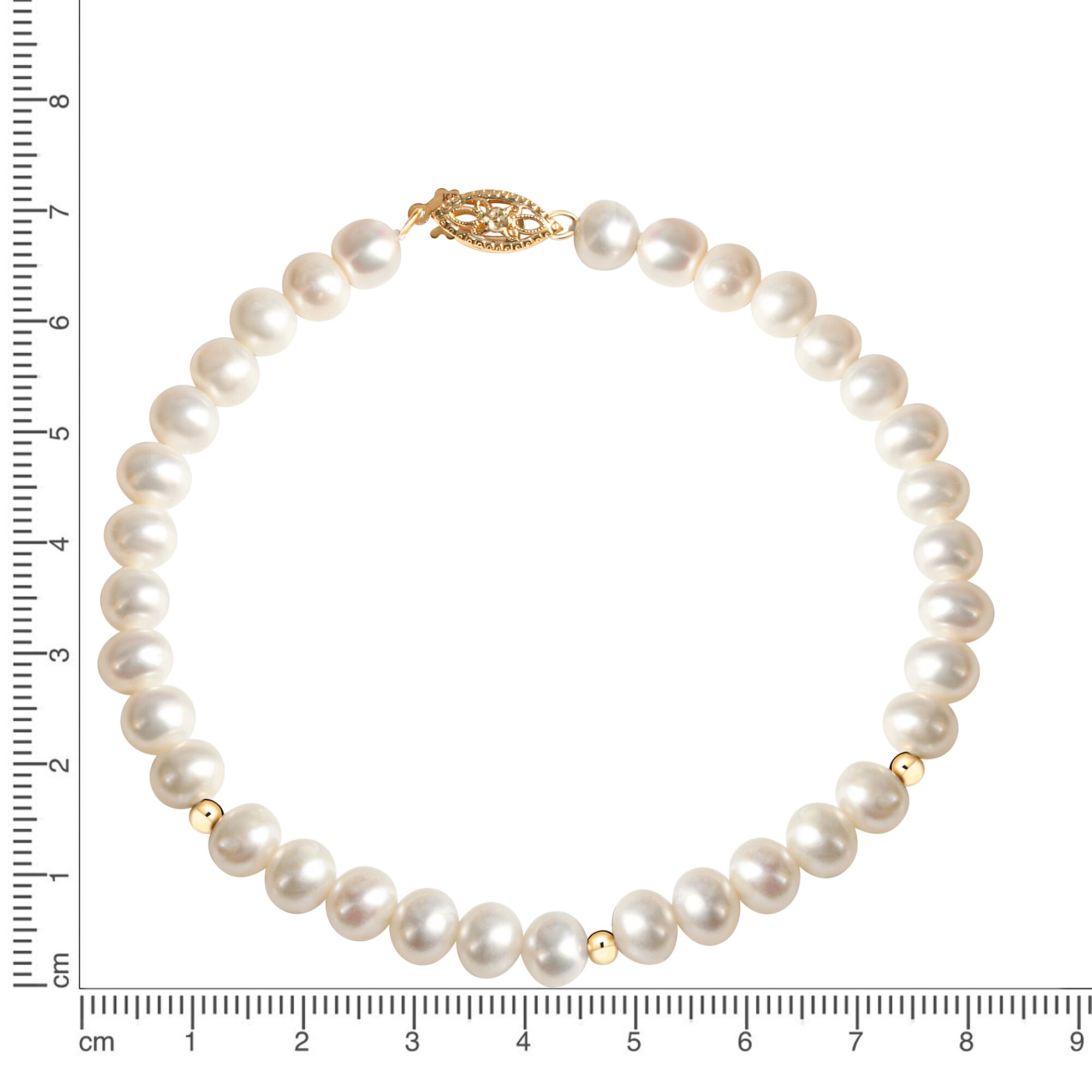 Fascination by Ellen K. Armband Gold 585 mit weißen Perlen 20cm