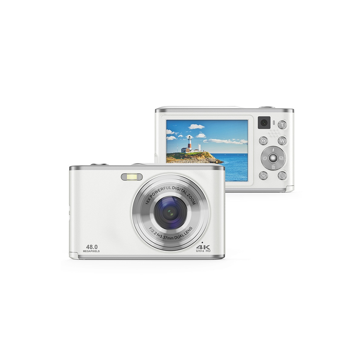 Digitalkamera 4K 48MP 16 x zoom webkamera med 32 GB TF-kort Sølv