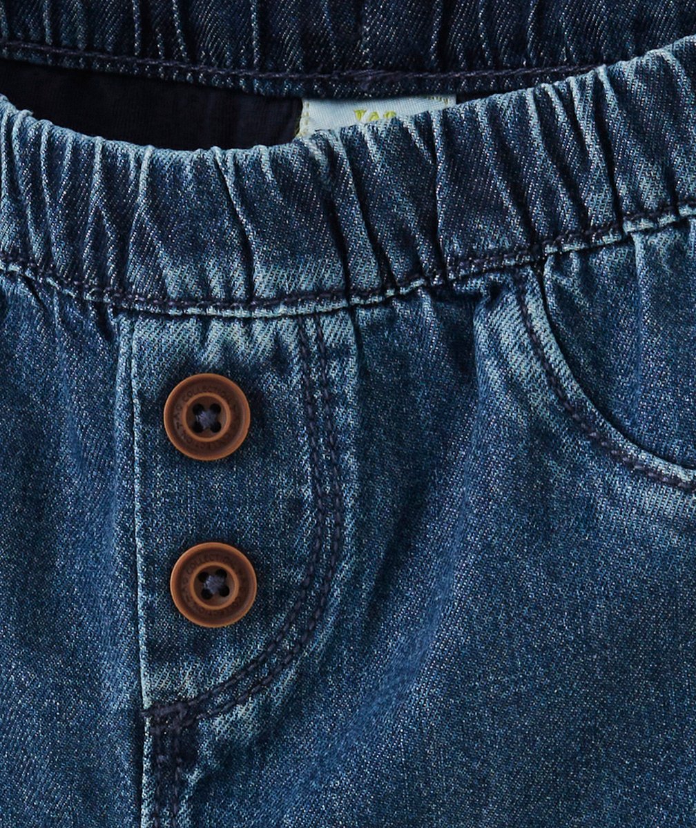 PANTALON SAROUEL EN DENIM FONCÉ AVEC BOUTONS