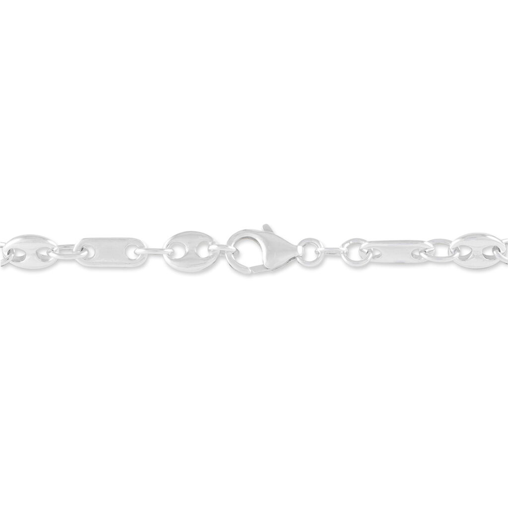 Bracelet Pomeline Maille Grain De Cafe Et Plaquettes Argent Blanc