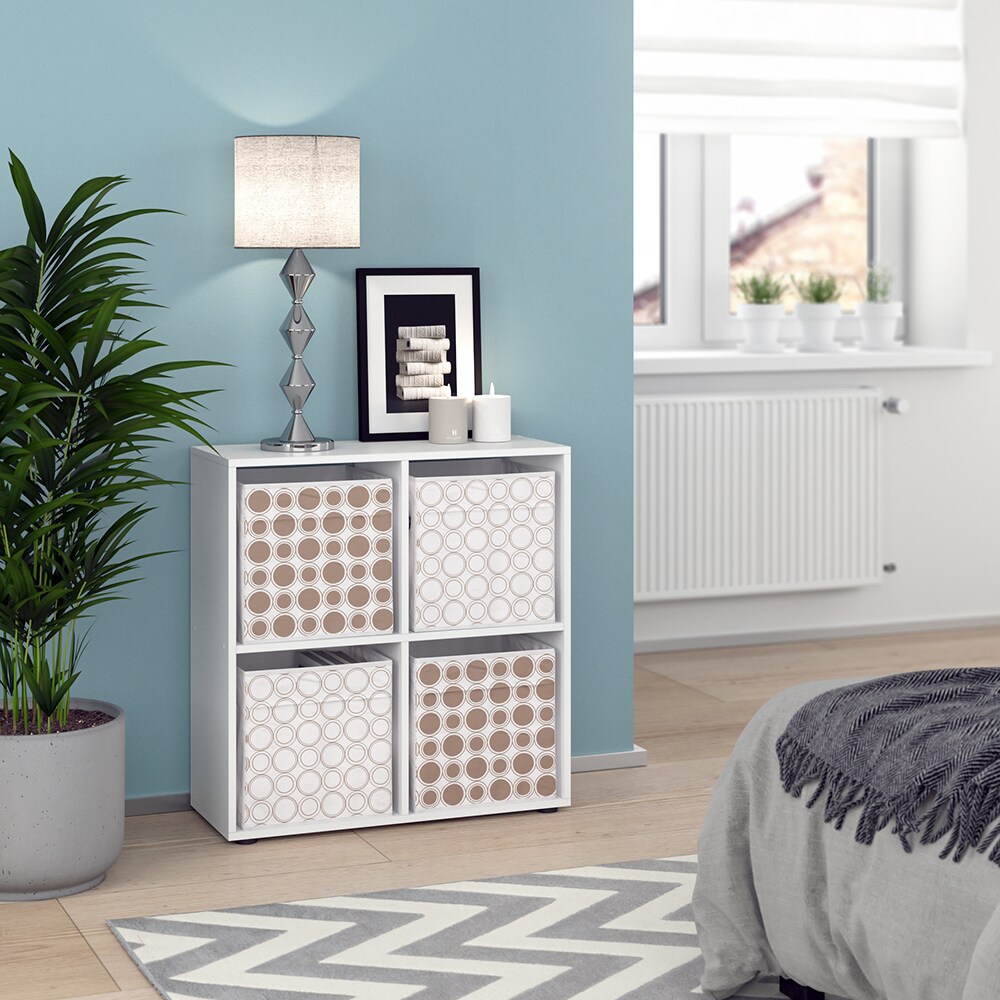 Vicco Raumteiler Würfelregal Standregal Tetra Weiß Faltbox Wohnzimmer Regal 73x72 cm modern Ablage 4 Fächer Dekoregal Ordnerregal Aufbewahrung