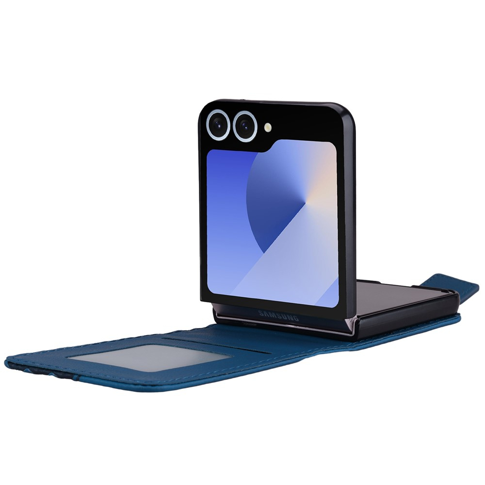 Samsung Galaxy Z Flip7 Leder Tasche Flip Cover Rhombus Imprint - Dunkelblau