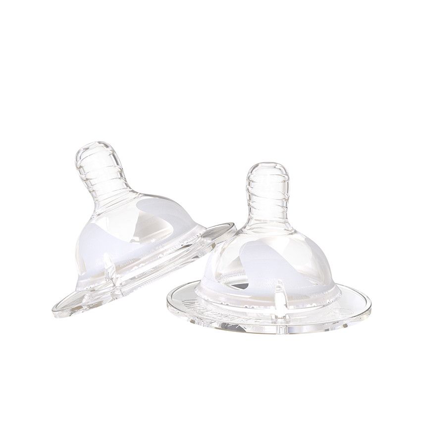 Set de 2 tétines en silicone anti-colique Débit M 2+ mois - Ecru