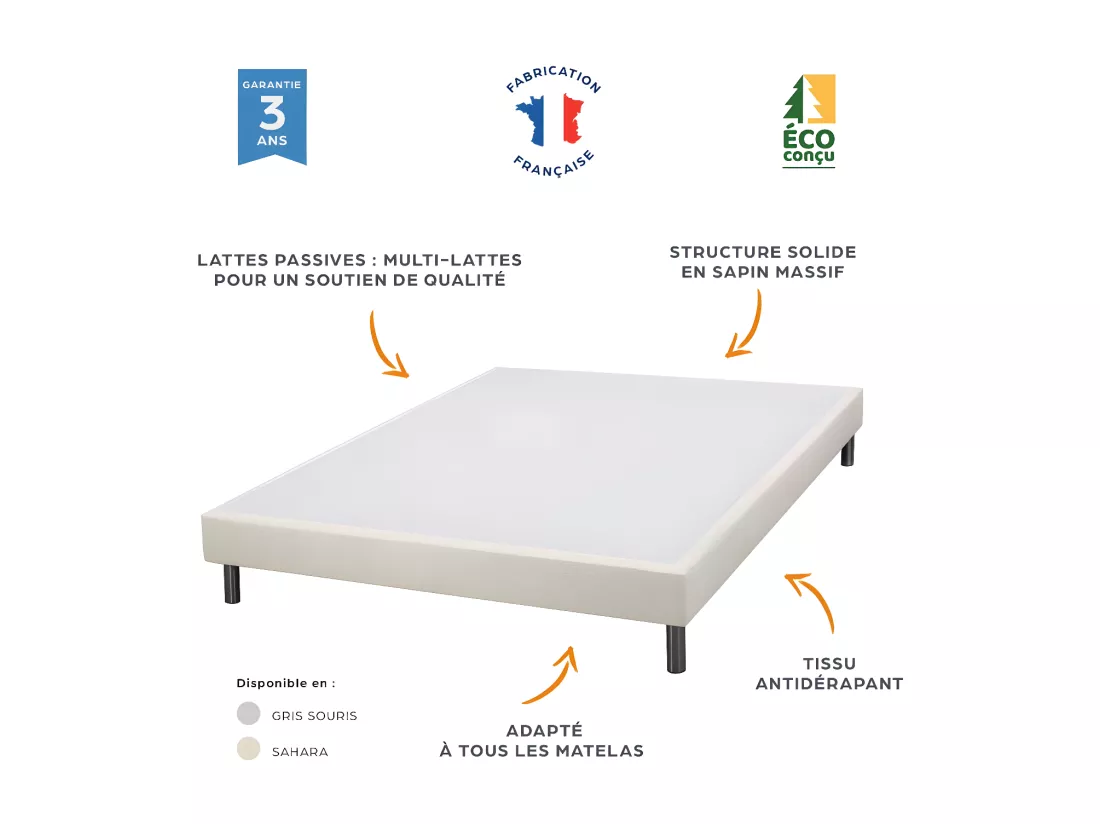 Matelas ressort + Sommier SR15 Volcan 90x200 Rubis - H. 21 cm - Soutien très ferme