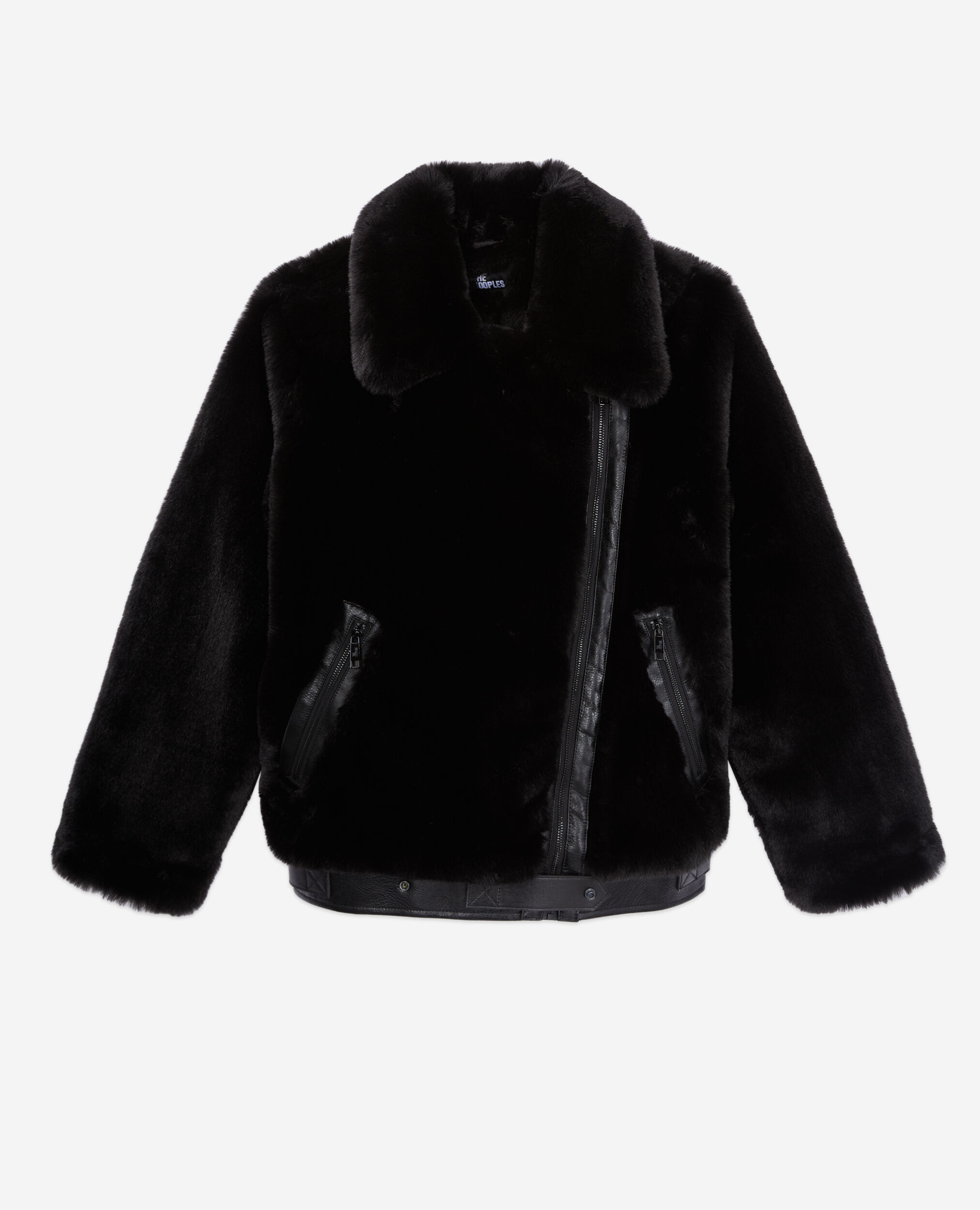 Black faux fur bomber jacket
