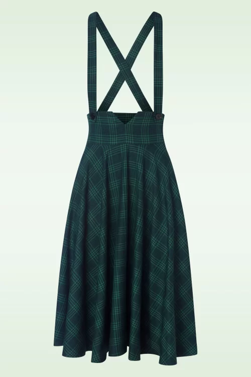 Vixen Plaid suspender swing rok in groen