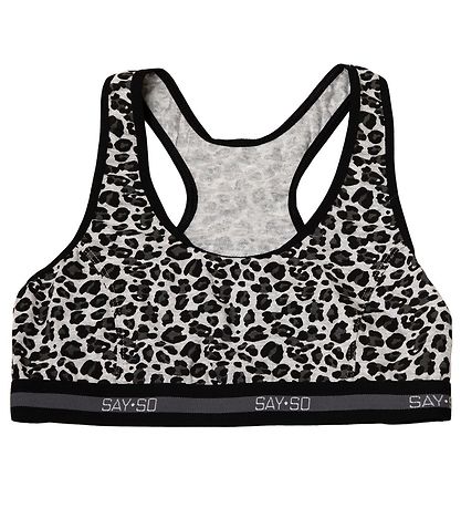 Say-So Top - Grau Meliert m. Leopard