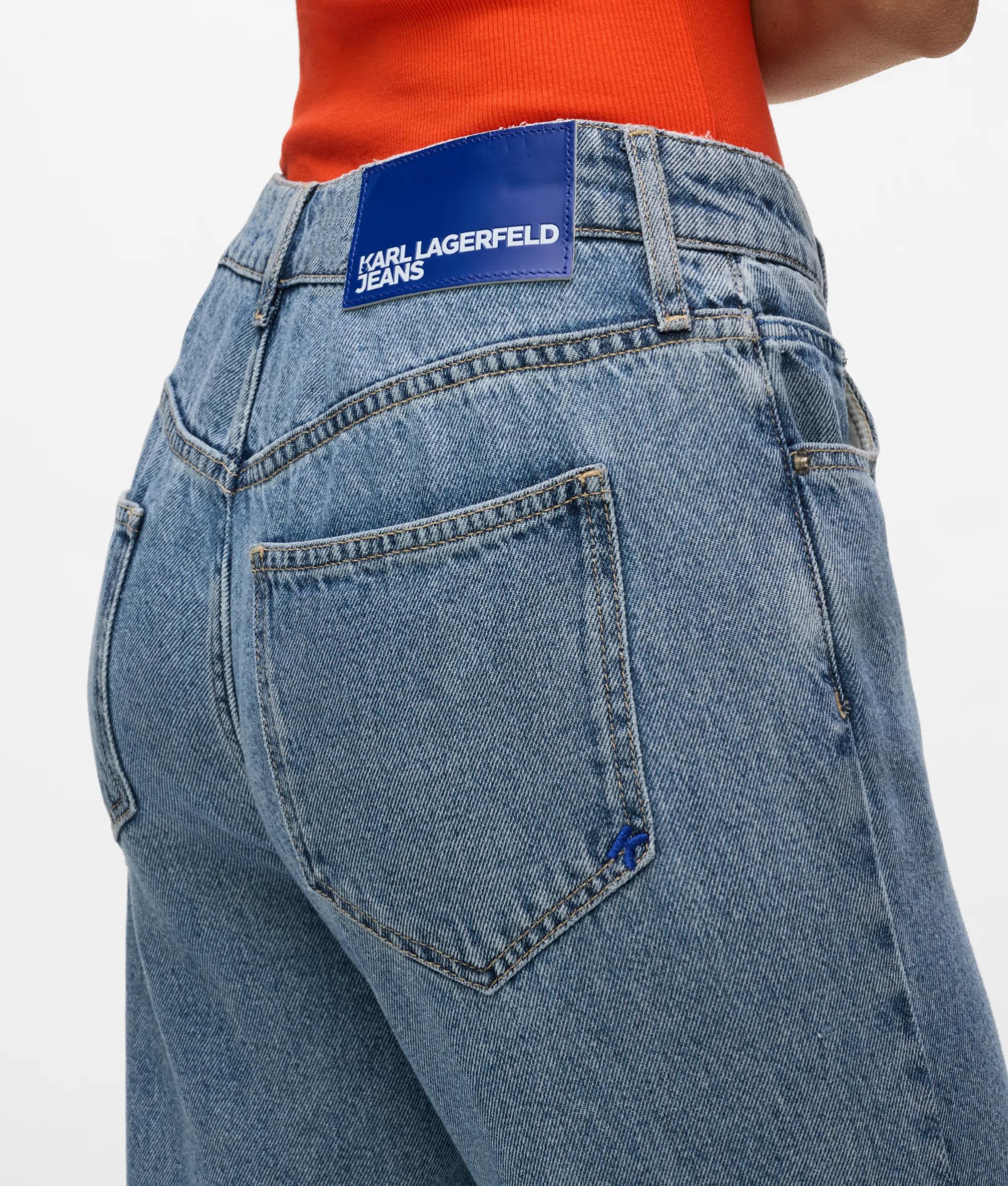 Hoog uitgesneden blauwe flare jeans