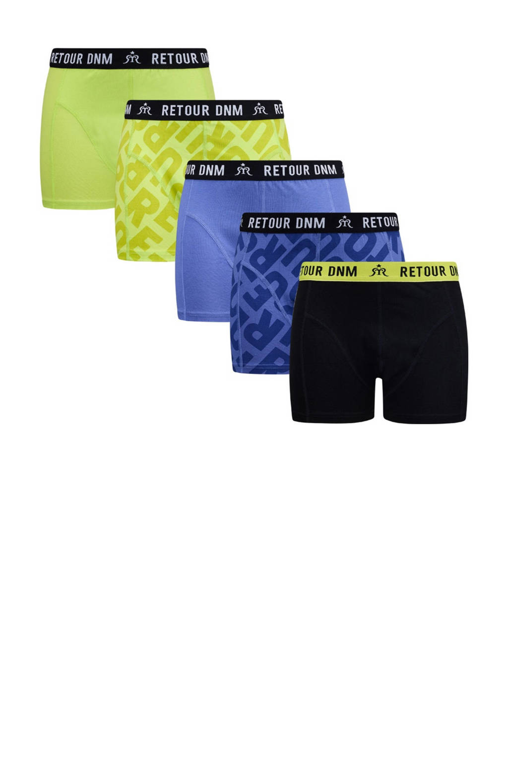 boxershort Timian - set van 5 neon geel/blauw/zwart
