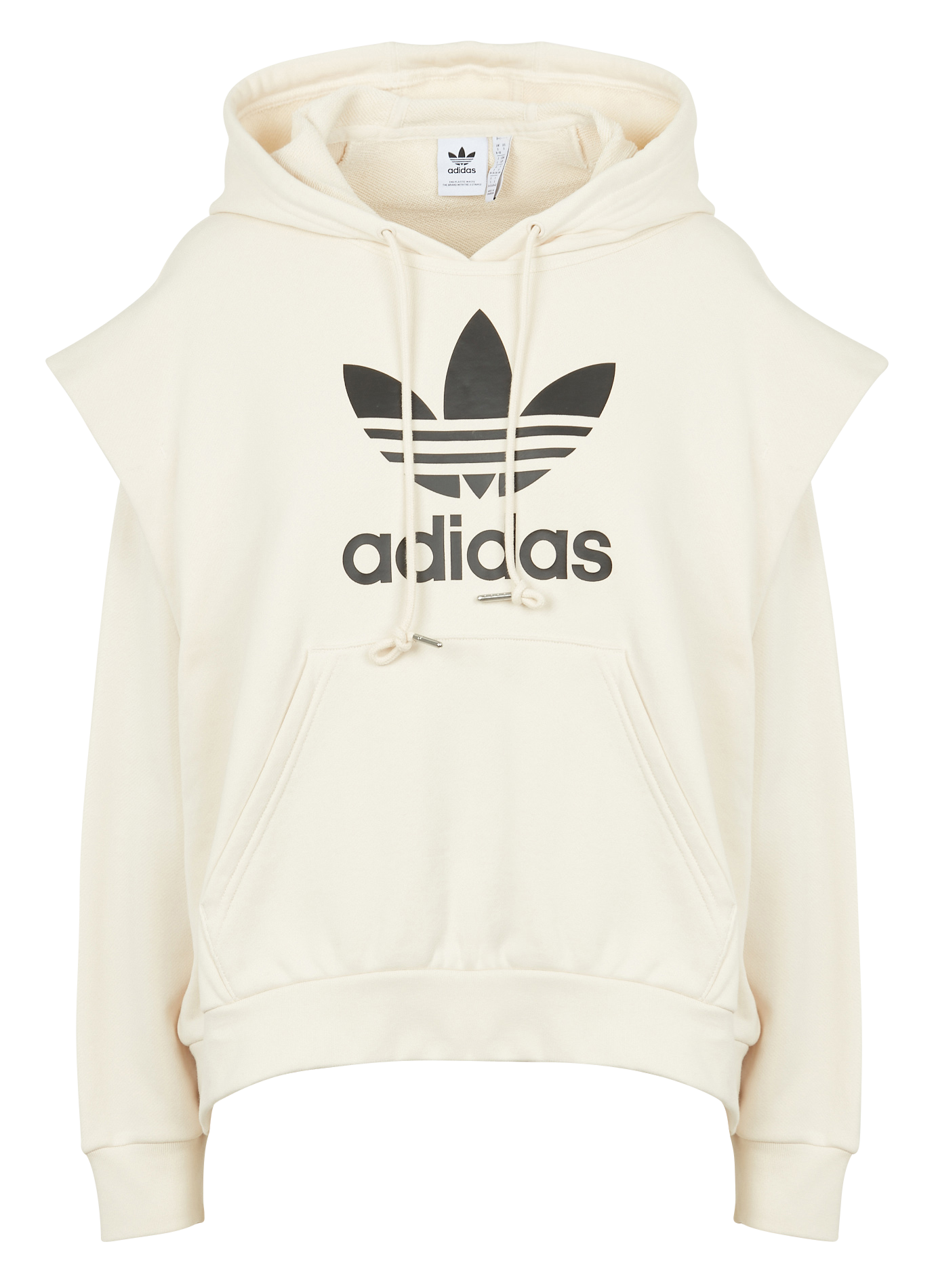 Sweat à capuche deux en un sérigraphié en coton| Beige