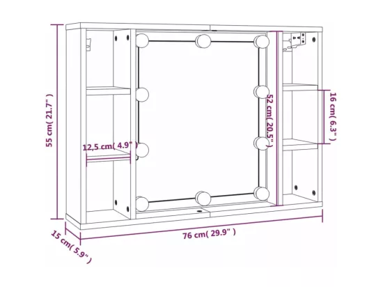 Armoire de miroir avec LED Blanc brillant 76x15x55 cm