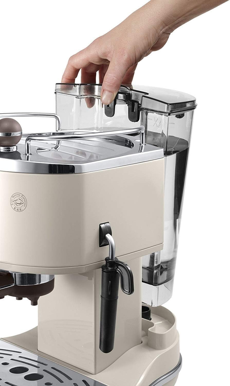 De'Longhi Icona Vintage ECOV 311.BG – Espresso Siebträgermaschine im RetroLook, Espressomaschine mit manuellem Milchaufschäumer, für Kaffeepulver oder ESE Pads, 1,4 l Wassertank, beige