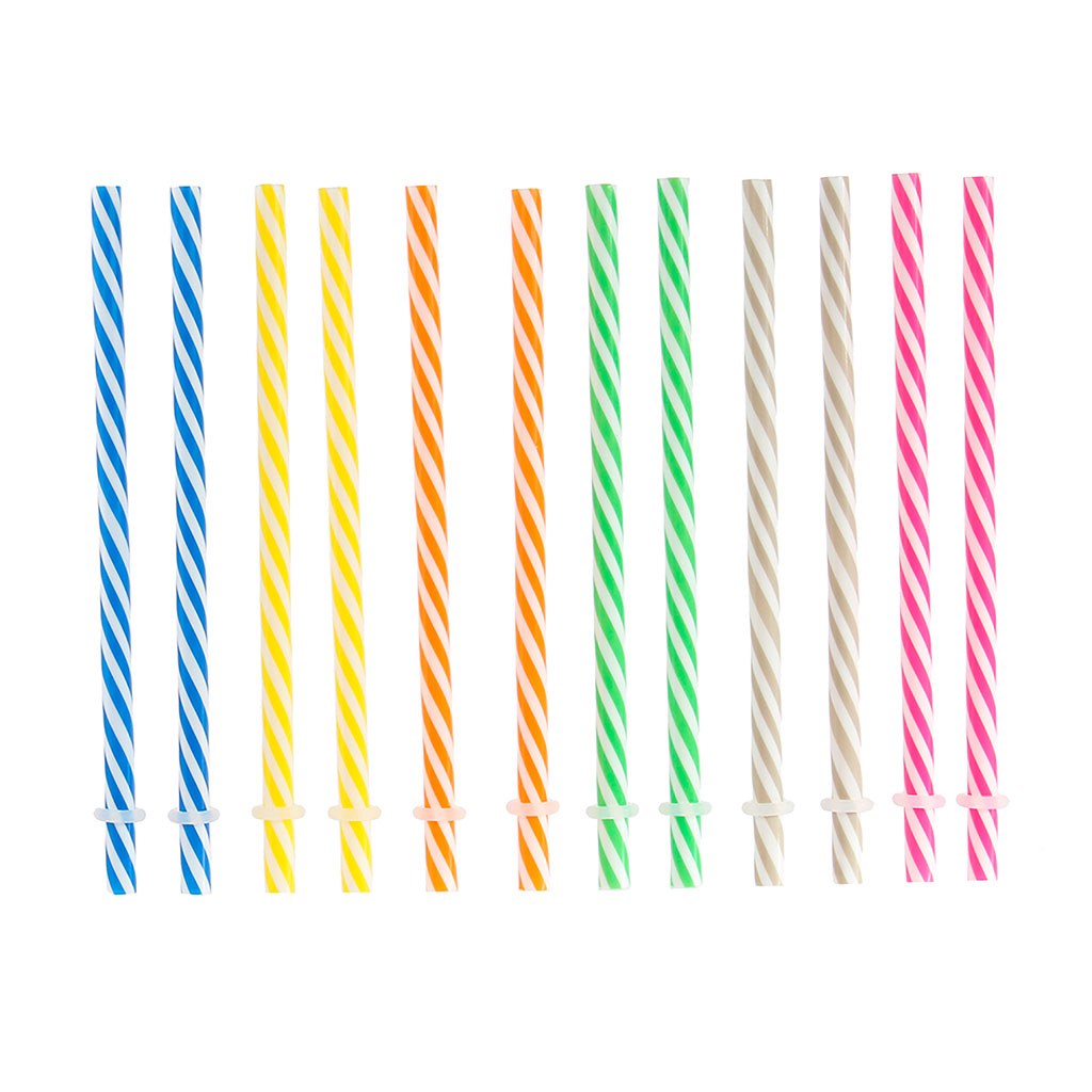 Lot de 12 pailles réutilisables plastique H 17.2cm