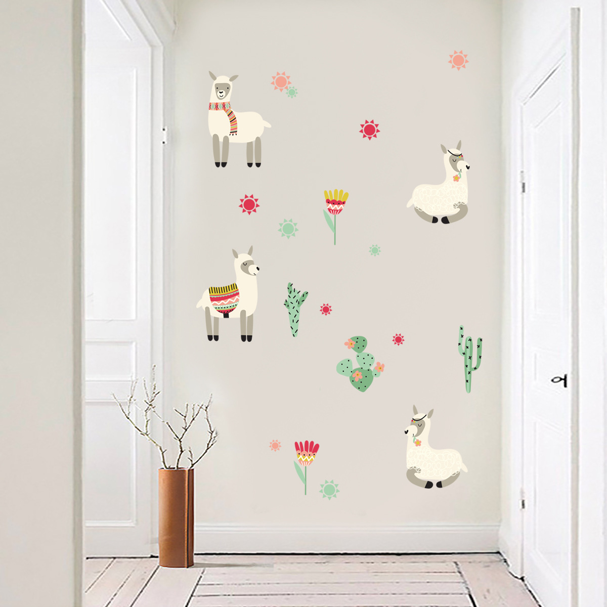 (62x40cm) Wandtattoo Kinderzimmer Aufkleber Home Deko Wandsticker - Lama