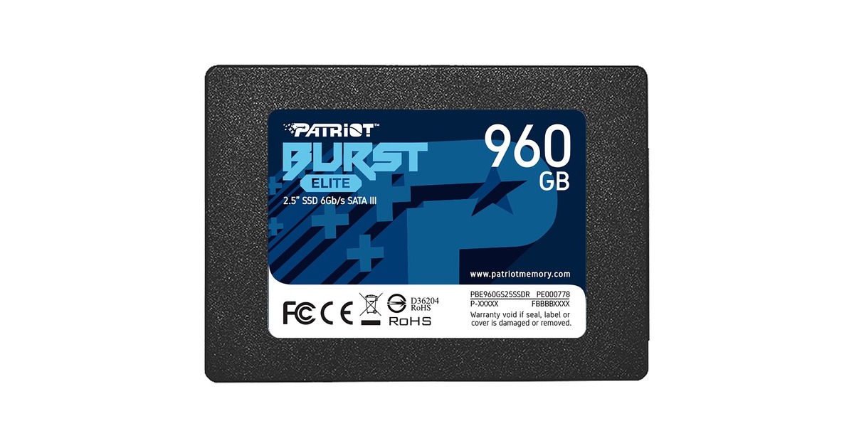 PatriotBurst Elite 960 GB SSD  (Zwart, PBE960GS25SSDR, SATA 6 Gb/s)