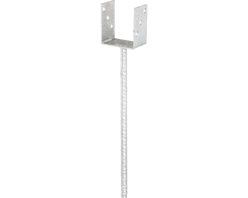 U-vormige paaldrager met betonanker van geribbeld staal 91 x 100 x 400 mm, thermisch verzinkt
