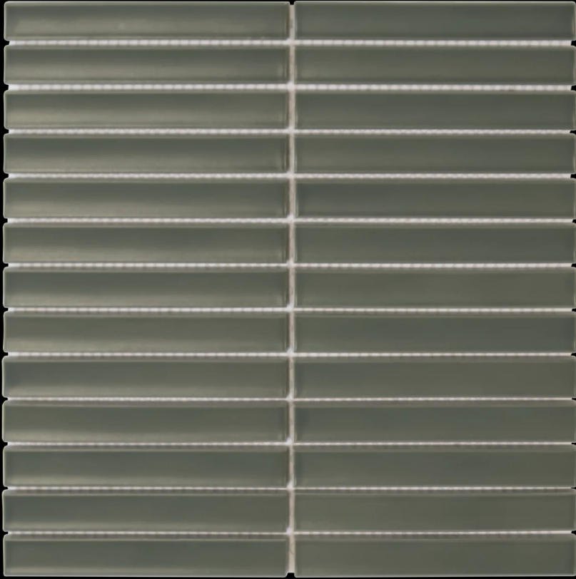 The Mosaic Factory Sevilla smalle vinger 2cm mozaïek tegels 30x30 army green