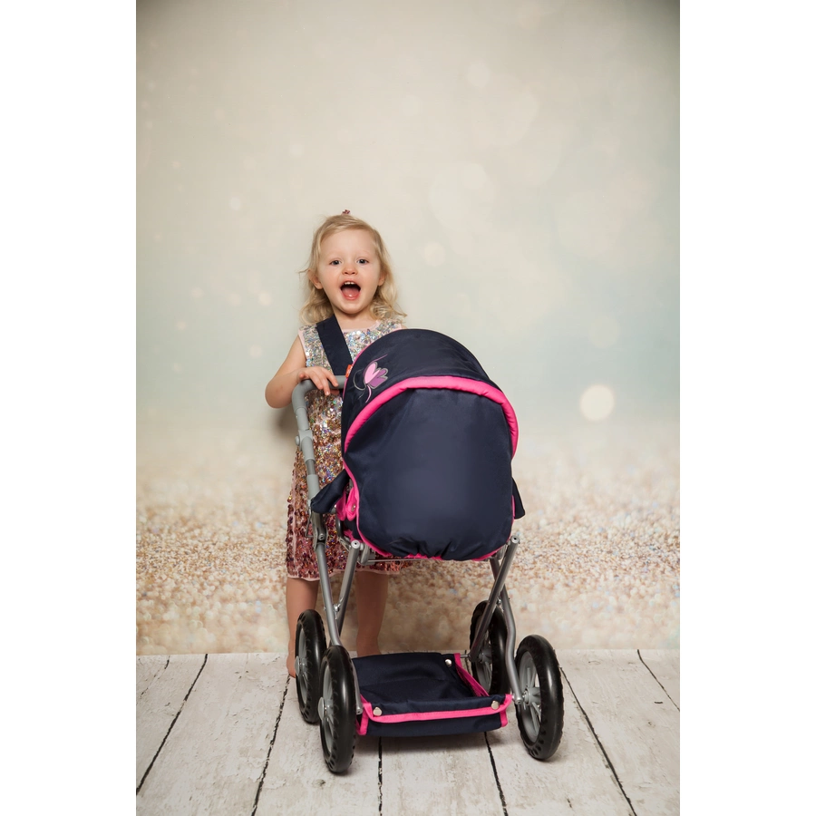 knorr toys® Puppenwagen Ruby - flying hearts blue pink blau