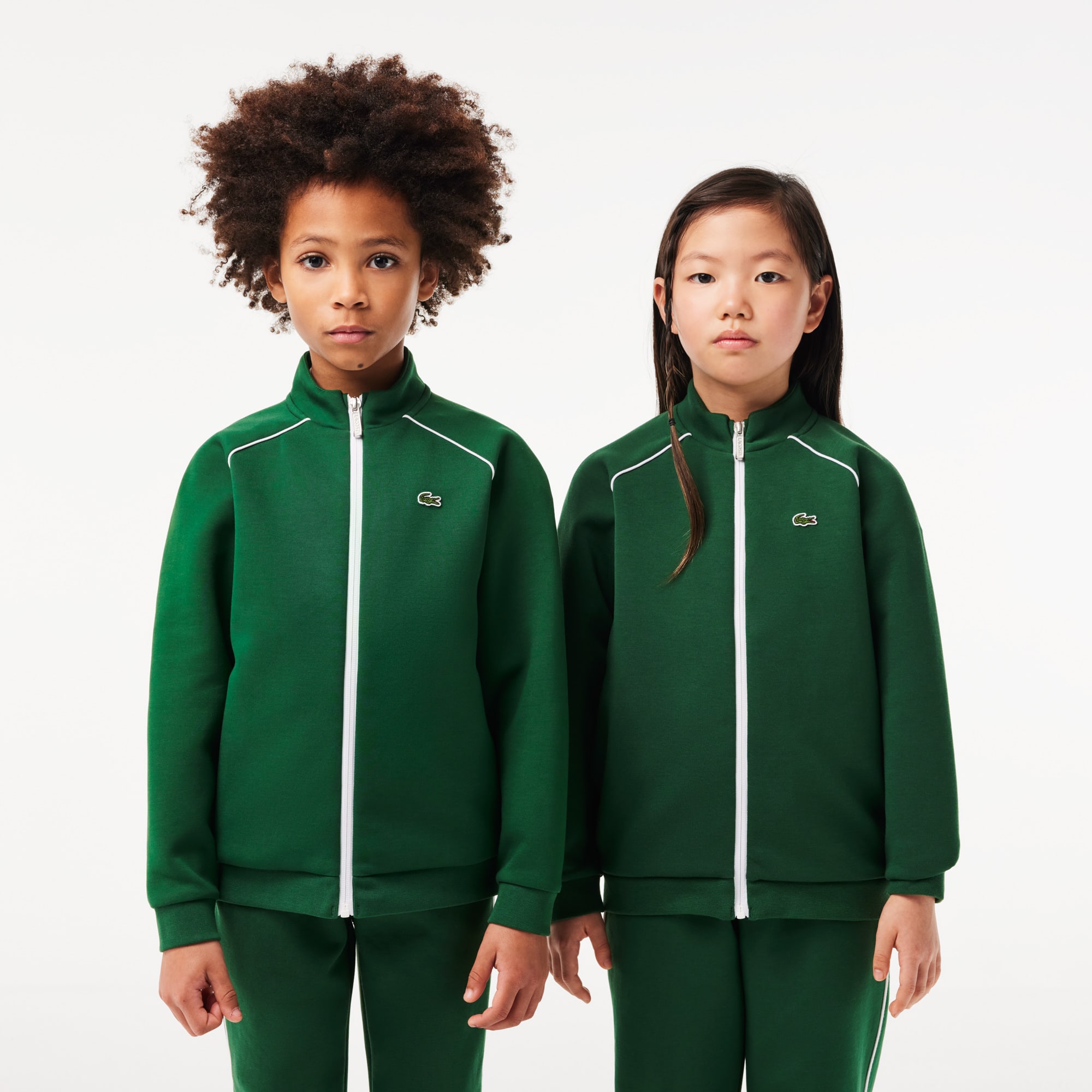 Sweatshirt zippé avec détails contrastés Pullovers & Sweatshirts - Vert - Lacoste - Enfant