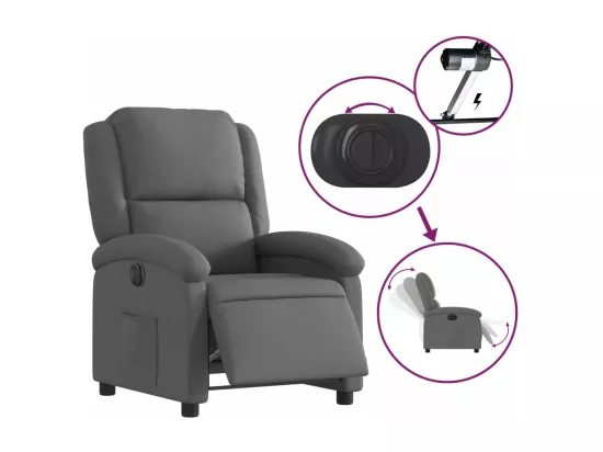 Fauteuil inclinable électrique Gris foncé Tissu