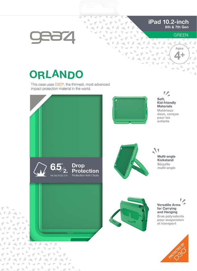 Gear4 D3O Orlando iPad 10.2 cover til børn (grøn)