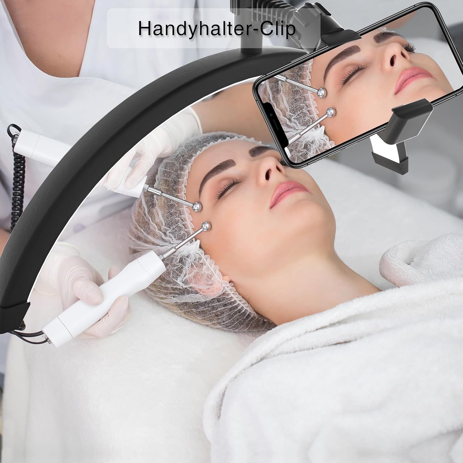 SOLLA Lash Light für Wimpernverlängerungen, 45W 24 Zoll dimmbare LED Wimpernlampe, rotierende Halbmond Stehlampe für Nail Tech, Beauty, Tattoo Künstler, Kosmetiker Halbmond Licht