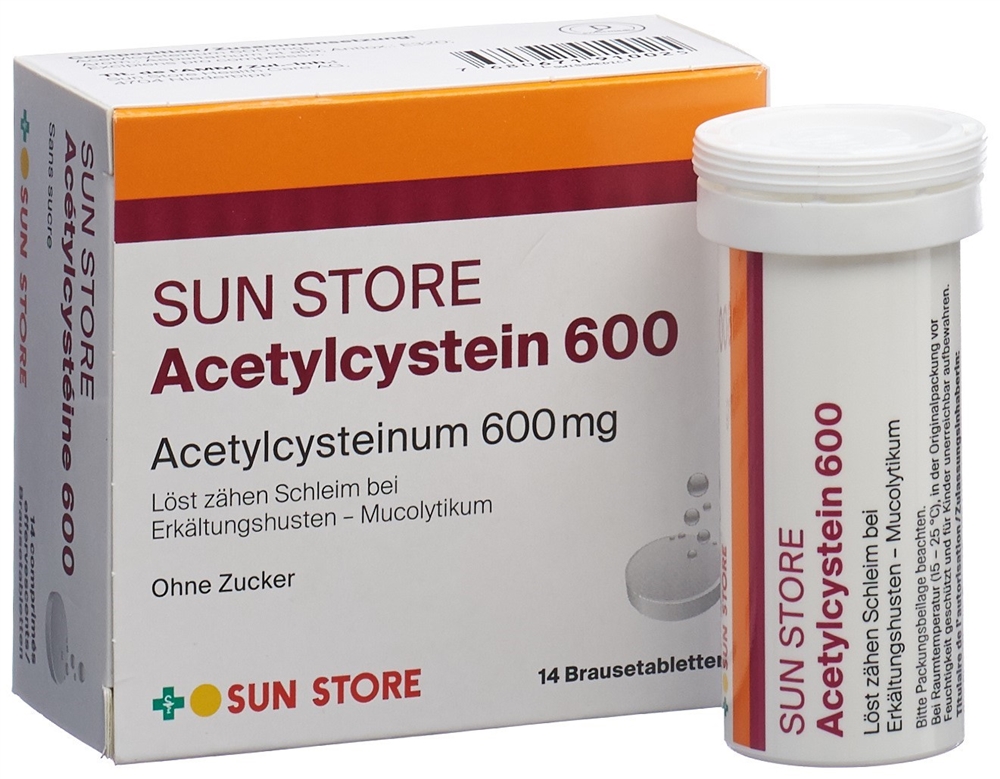 Sun Store Acetylcystein 600 mg<br>14 Stück, Dose, Brausetablette