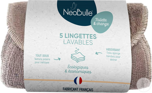 Néobulle Toilette & Change Lingettes Lavables Écologiques Et Économiques 5 Lingettes