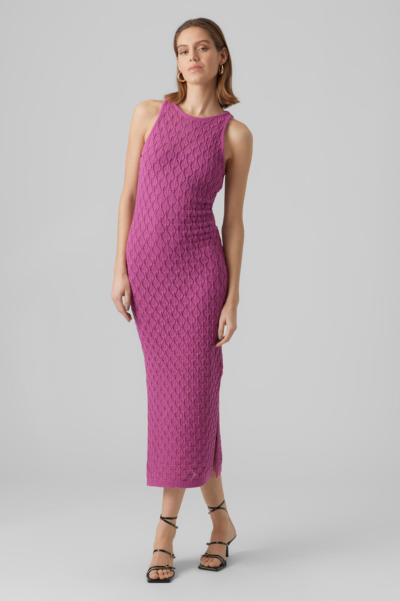 Vestido midi de crochê - Lilás