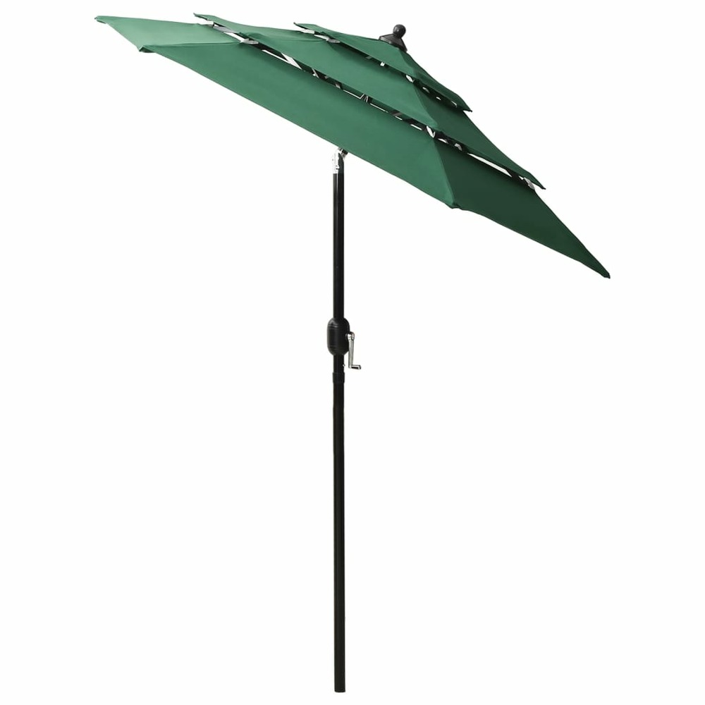 Parasol mobilier de jardin à 3 niveaux avec mât en aluminium 2 m vert