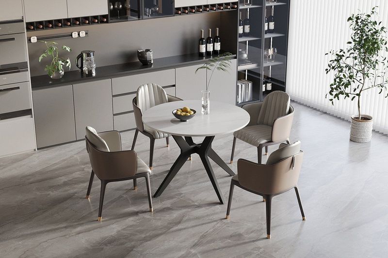 Apollo - Tafel - Rond - Glanzend Steen - Snow Wit