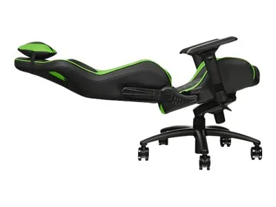 Ttesports GT-Fit 100 - Stol - armstøtter - T-formet - drejeled - aluminium, PVC, stål, kunstig læder, high-density skum - sort, grøn