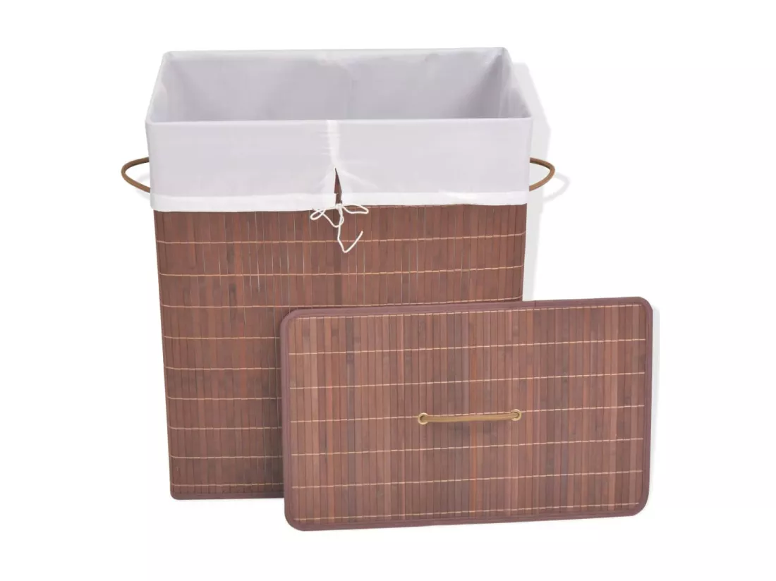 Panier à linge rectangulaire Bambou Marron 2