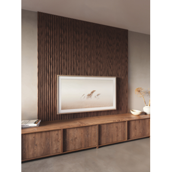 Kleurstaal lattenwand Decowall Acoustic Curve walnoot 30x25cm