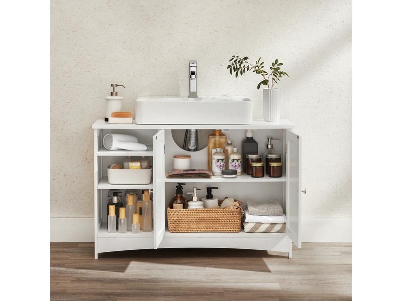 VASAGLE Waschbeckenunterschrank 90 x 60 cm, Weiss Badezimmerregal