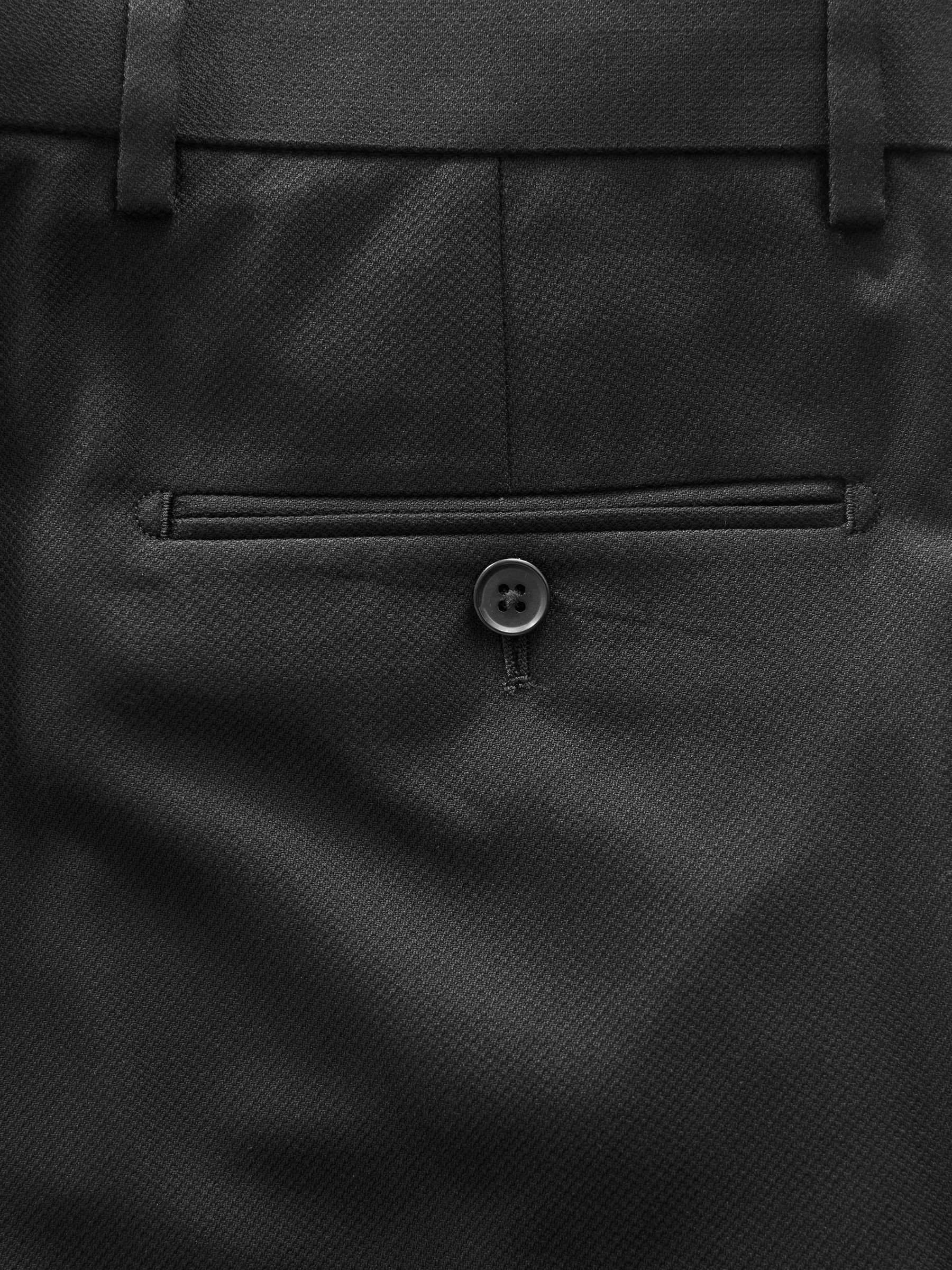 Zwart - Strakke Pasvorm - Kostuum met textuur: broek