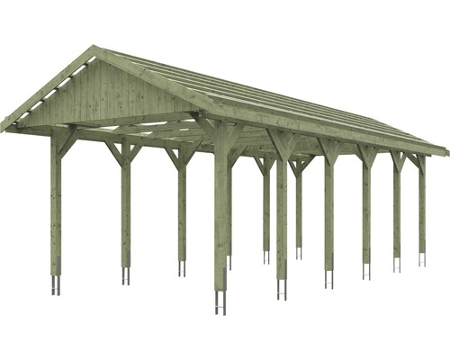 SKAN HOLZ Wallgau enkele carport inclusief daklatten en H-paalankers, 380 x 900 cm, geïmpregneerd