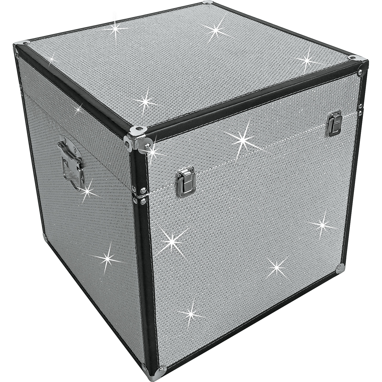 Truhe, quadratisch silber mit Glitzer, verschiedene Grössen